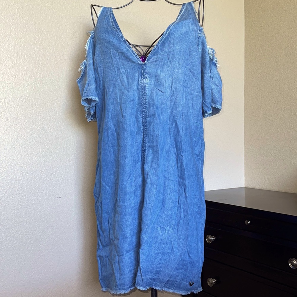 BNWT True Religion Cold Shoulder Denim Dress